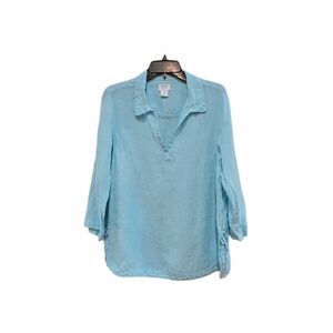 Sigrid Olsen 100% Linen  Tunic Women's Medium Relaxed Lagenlook Coastal‎ Grandma
